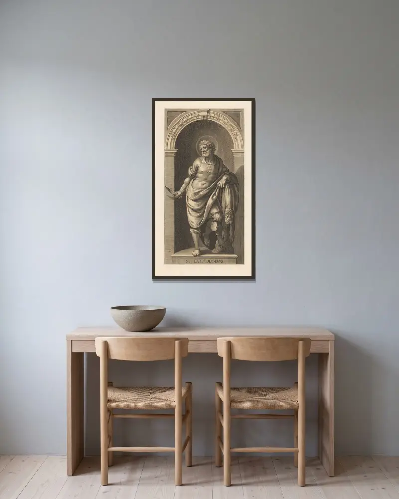 Der heilige Bartholomäus von Lucas Kilian gerahmt an einer Wand