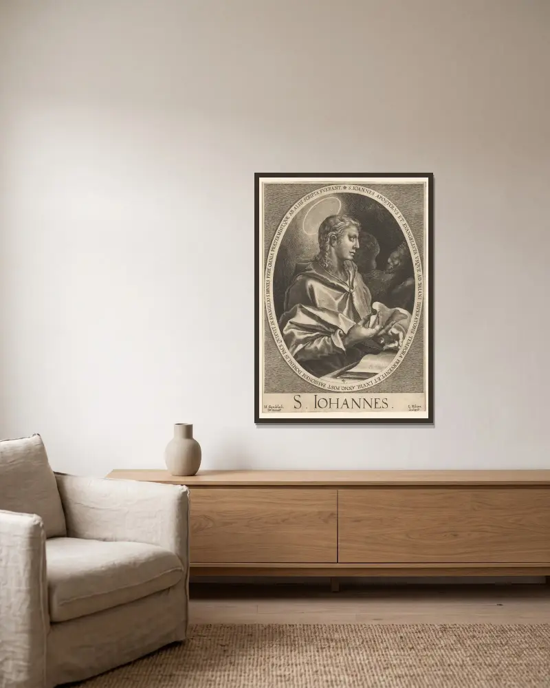 Johannes von Lucas Kilian gerahmt an einer Wand