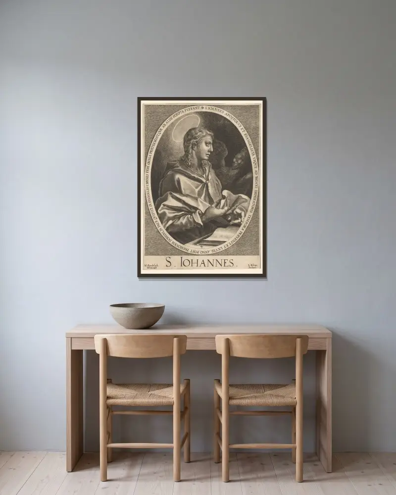 Johannes von Lucas Kilian gerahmt an einer Wand