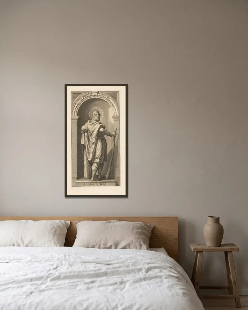 Hl. Judas Iskariot von Lucas Kilian gerahmt an einer Wand