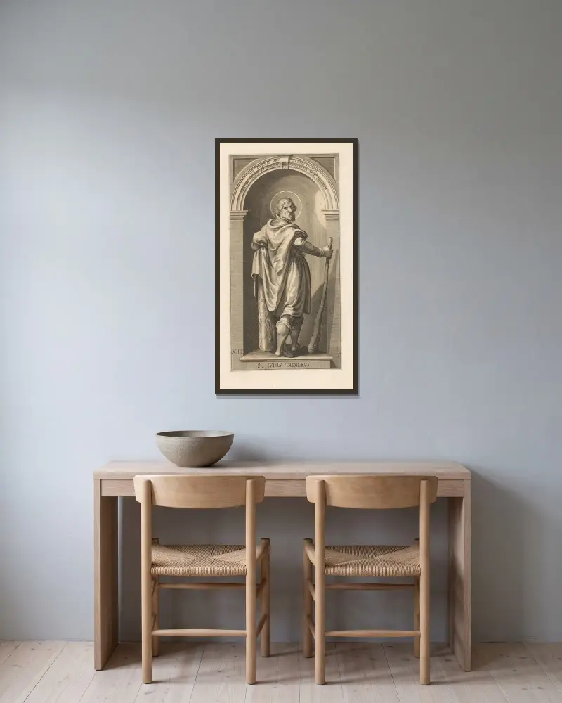 Hl. Judas Iskariot von Lucas Kilian gerahmt an einer Wand