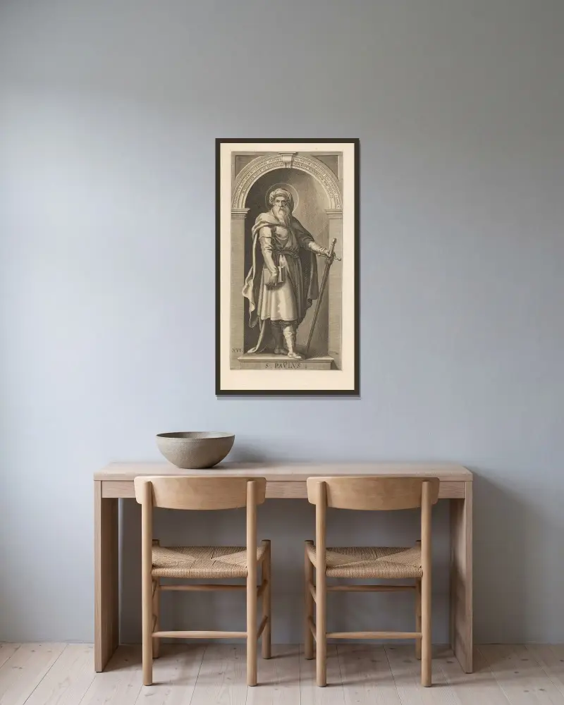 Heiliger Paulus von Lucas Kilian gerahmt an einer Wand