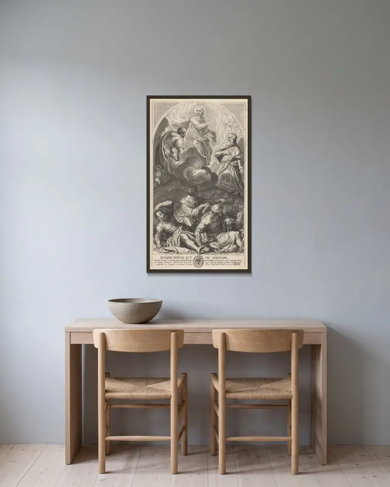 Verklärung Christi von Lucas Kilian gerahmt an einer Wand