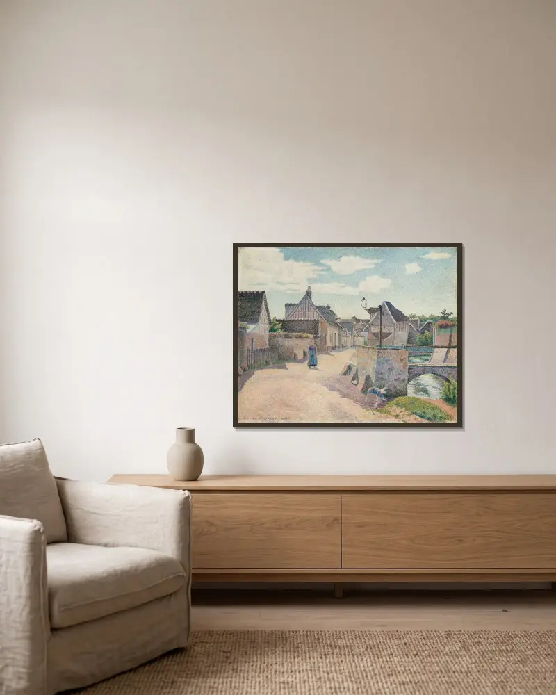 Gouvernes, près Lagny von Lucien Pissarro gerahmt an einer Wand