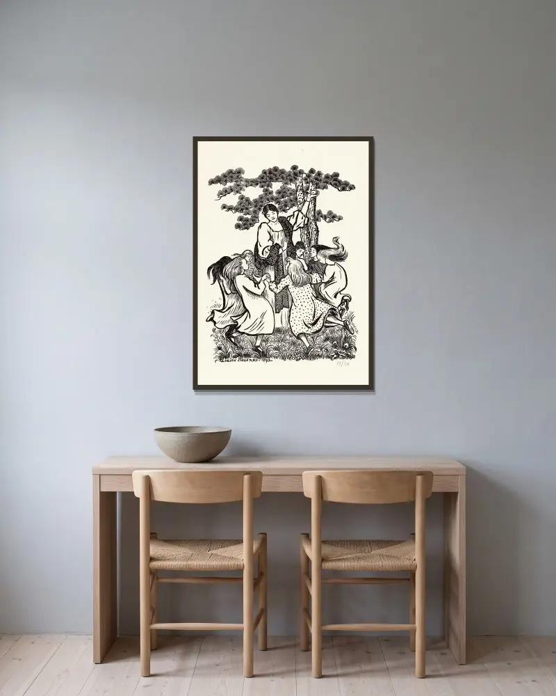 Rondedans von Lucien Pissarro gerahmt an einer Wand