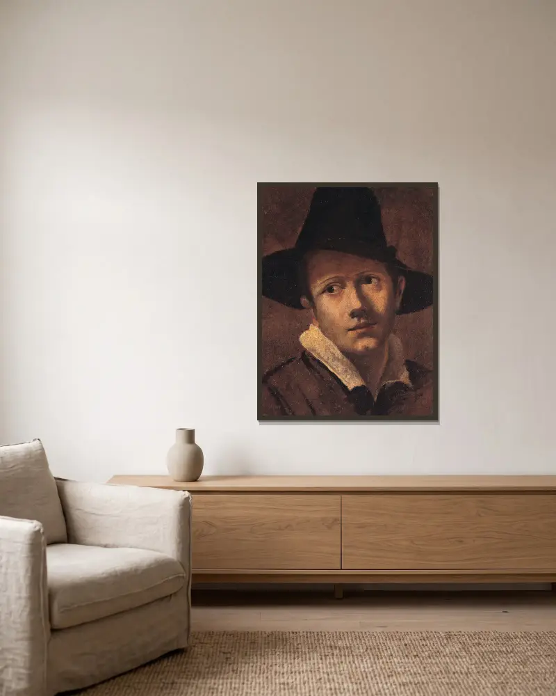 Portret młodzieńca, Ludovico Carracci w ramie na ścianie