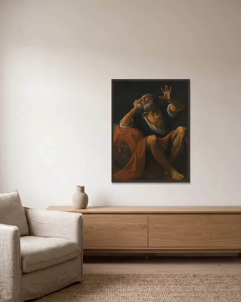 Der reuige Heilige Petrus von Ludovico Carracci gerahmt an einer Wand