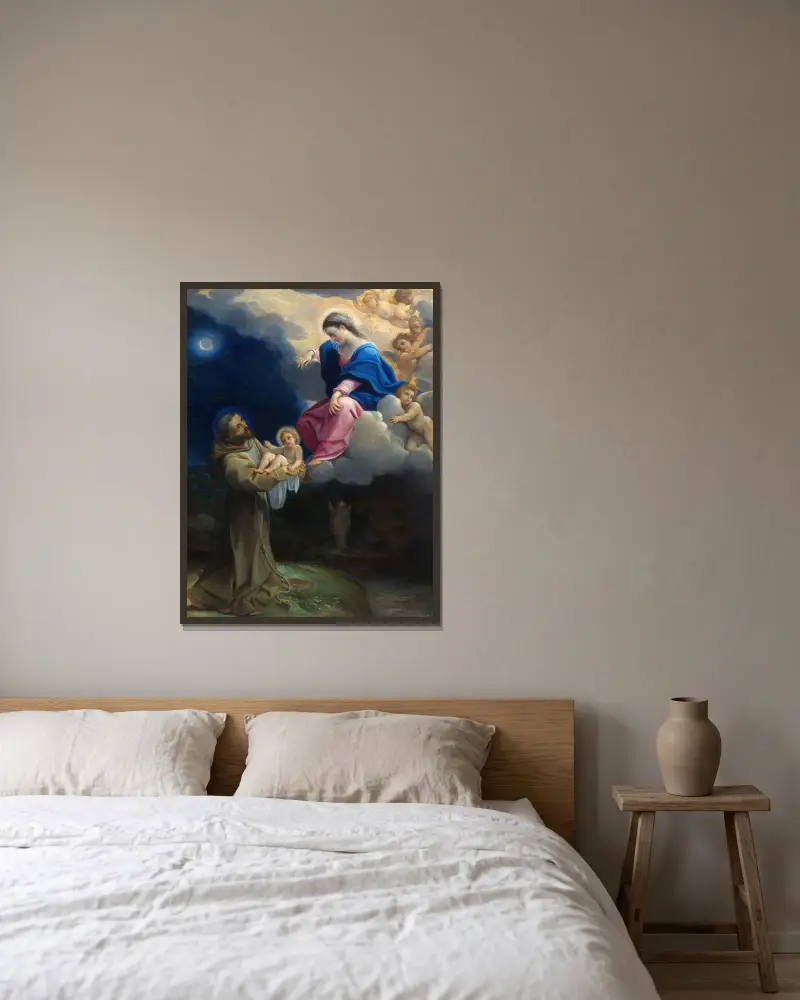 Die Vision des heiligen Franziskus von Ludovico Carracci gerahmt an einer Wand