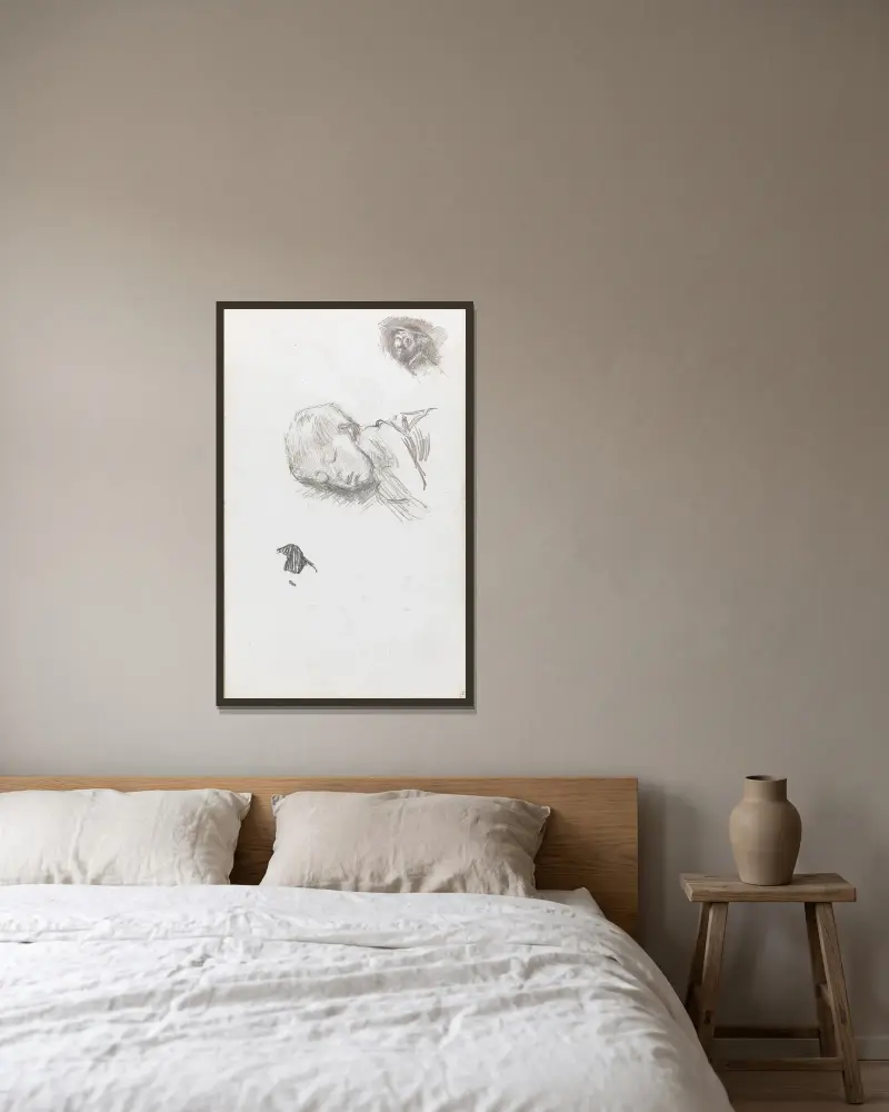 Gesicht; schlafendes Kind von Ludvig Karsten gerahmt an einer Wand