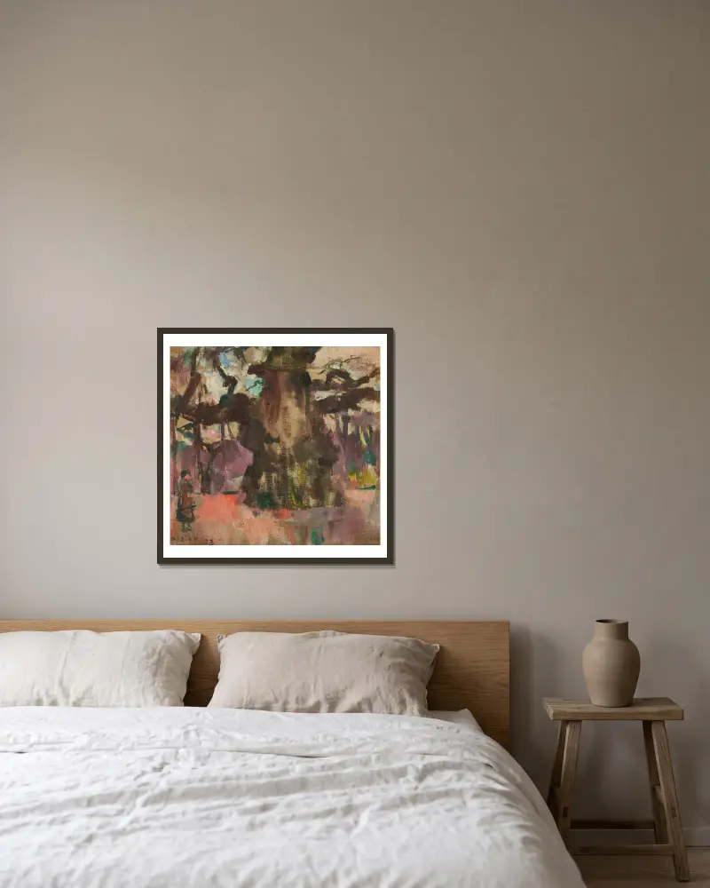 Die große Eiche von Ludvig Karsten gerahmt an einer Wand