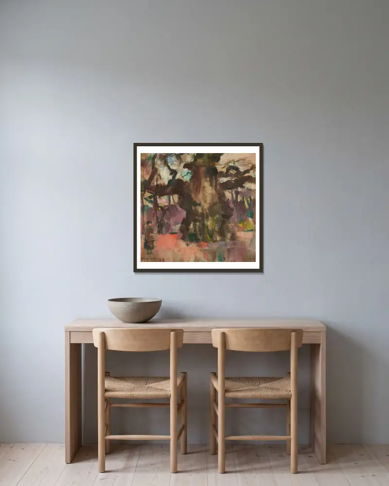 Die große Eiche von Ludvig Karsten gerahmt an einer Wand