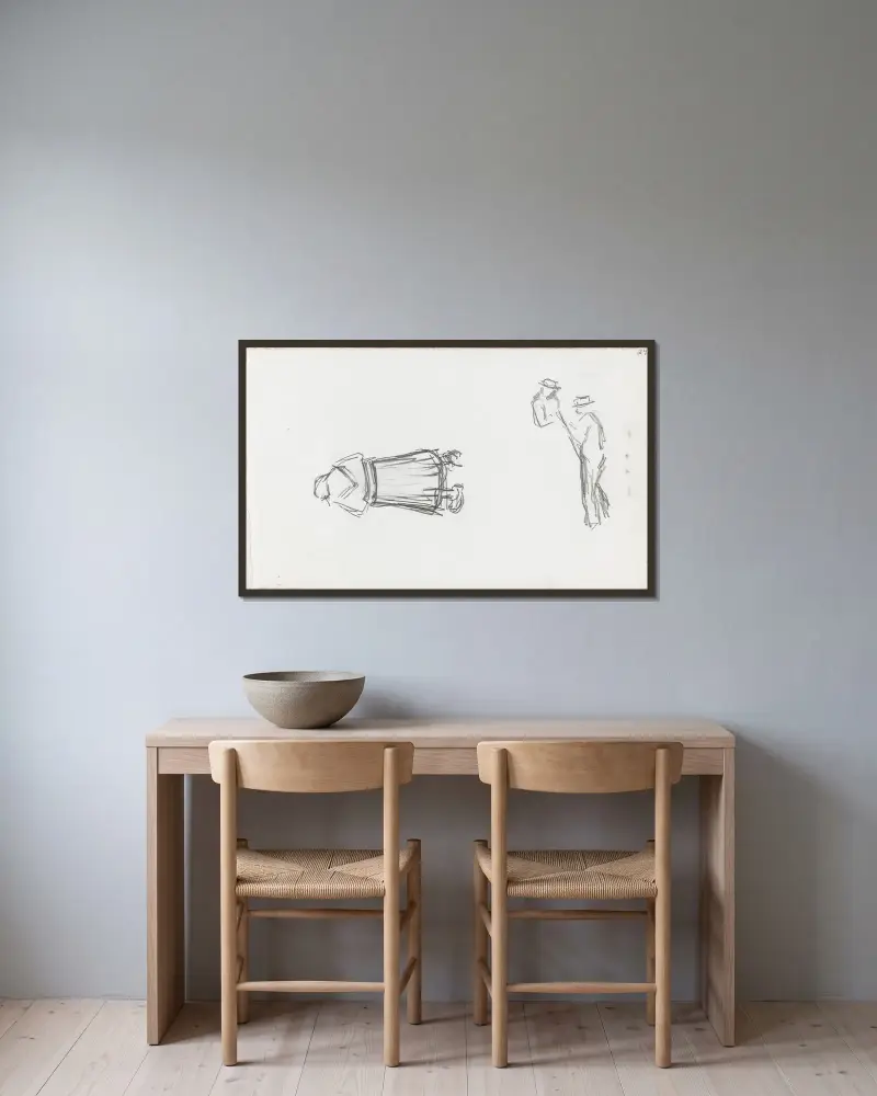Figurenstudien von Ludvig Karsten gerahmt an einer Wand
