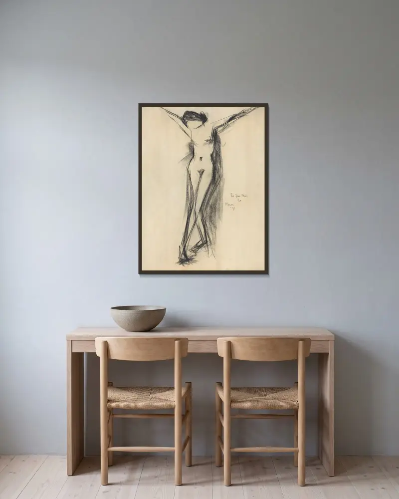Weiblicher Akt von Ludvig Karsten gerahmt an einer Wand