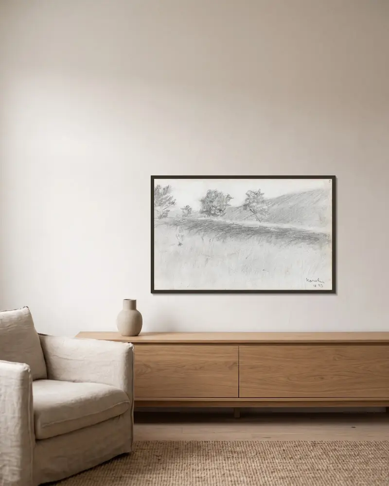 Landschaft, Telemark von Ludvig Karsten gerahmt an einer Wand