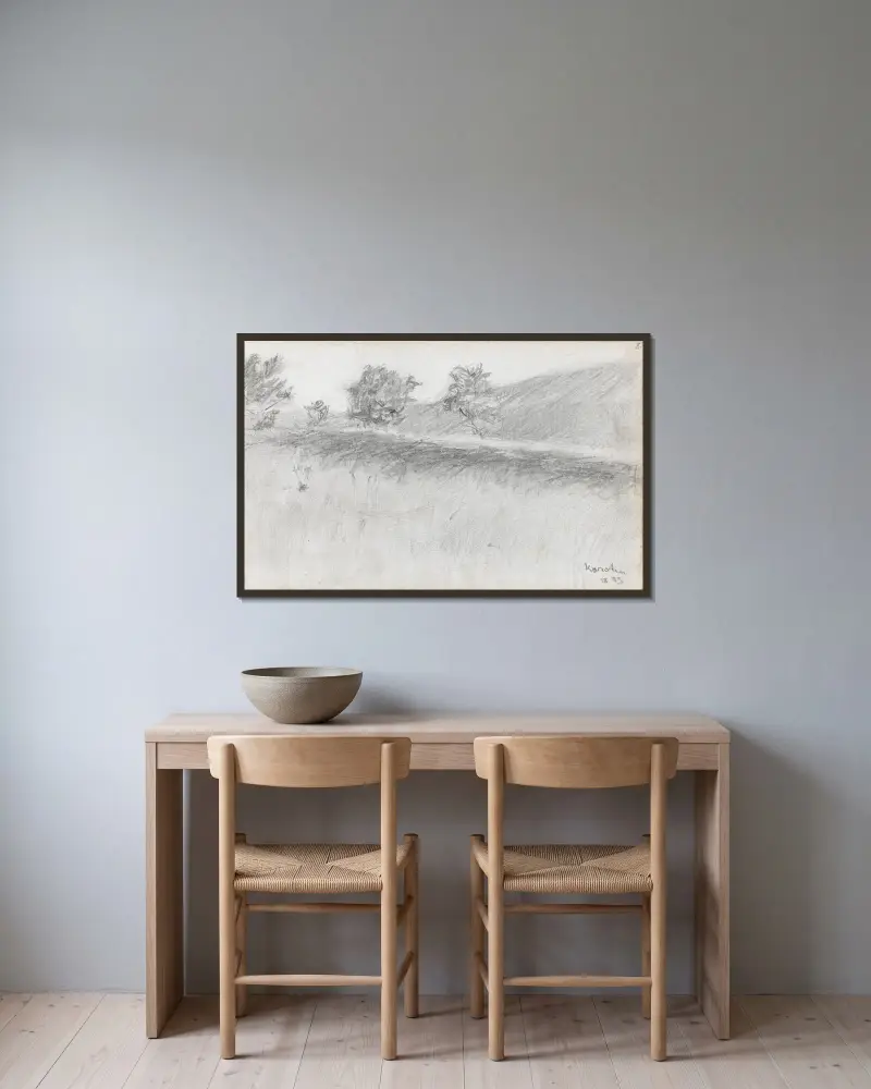 Landschaft, Telemark von Ludvig Karsten gerahmt an einer Wand