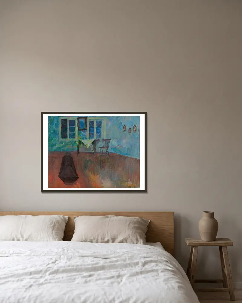 Das Leichenzimmer von Ludvig Karsten gerahmt an einer Wand