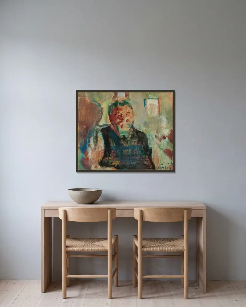 Porträt eines Fischers von Ludvig Karsten gerahmt an einer Wand
