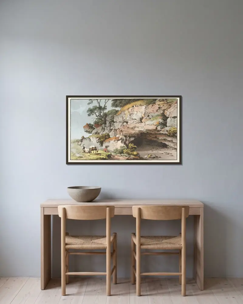 À Montcherand, prés d’Orbe av Johann Ludwig Aberli inramad på en vägg
