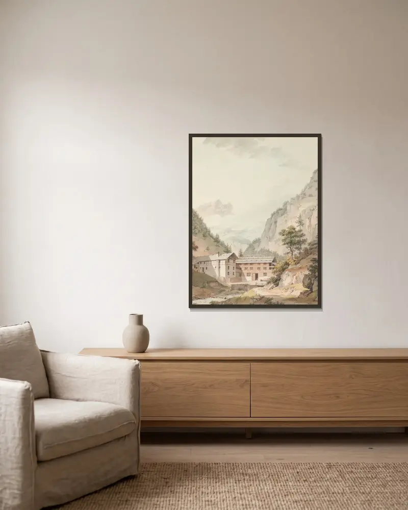 Bad Weissenburg von Johann Ludwig Aberli gerahmt an einer Wand