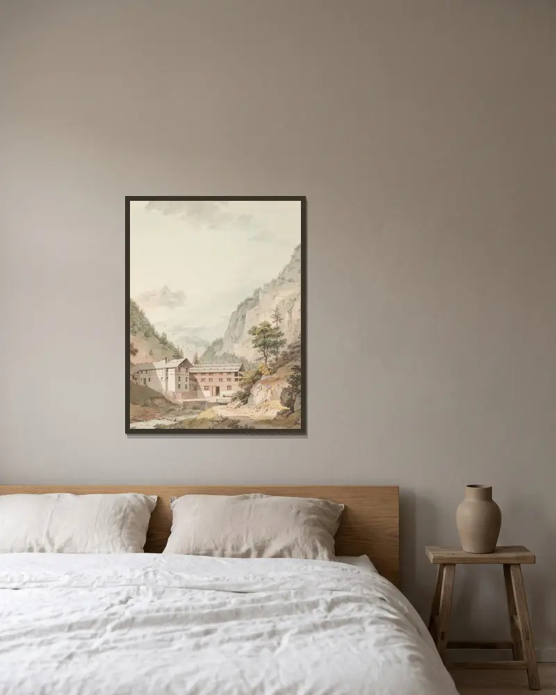 Bad Weissenburg von Johann Ludwig Aberli gerahmt an einer Wand