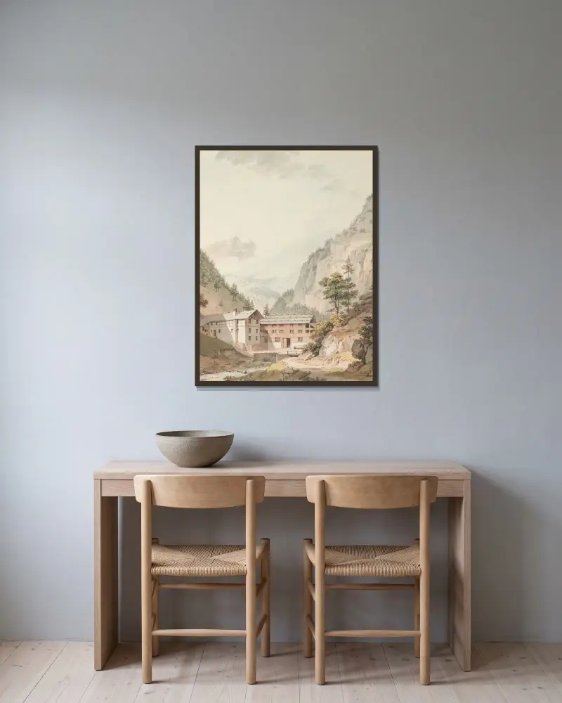 Bad Weissenburg von Johann Ludwig Aberli gerahmt an einer Wand