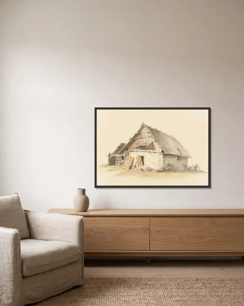 Berner Bauernhaus av Johann Ludwig Aberli inramad på en vägg