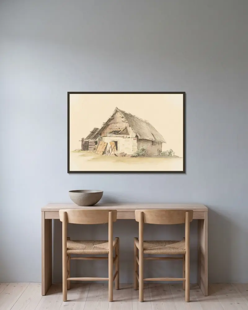 Berner Bauernhaus av Johann Ludwig Aberli inramad på en vägg
