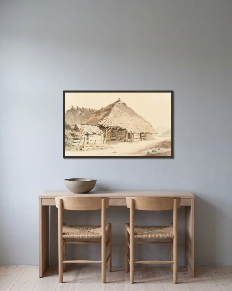 Berner Bauernhaus Seeland av Johann Ludwig Aberli inramad på en vägg