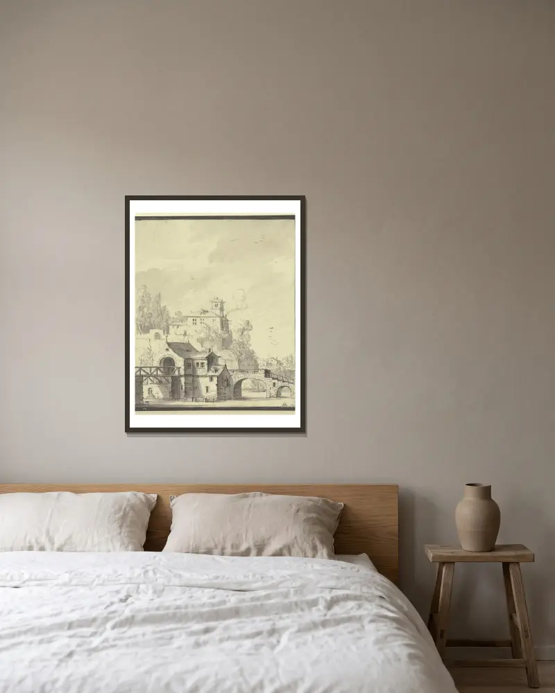 Gutshof von Johann Ludwig Aberli gerahmt an einer Wand