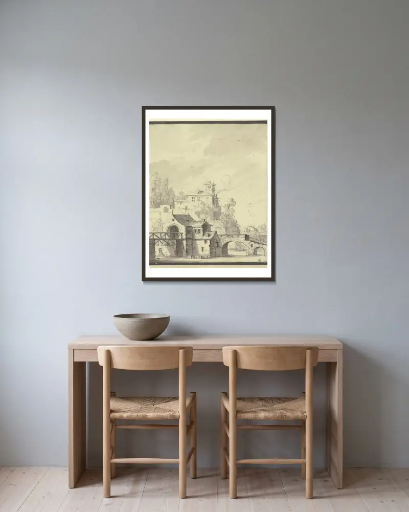 Gutshof von Johann Ludwig Aberli gerahmt an einer Wand