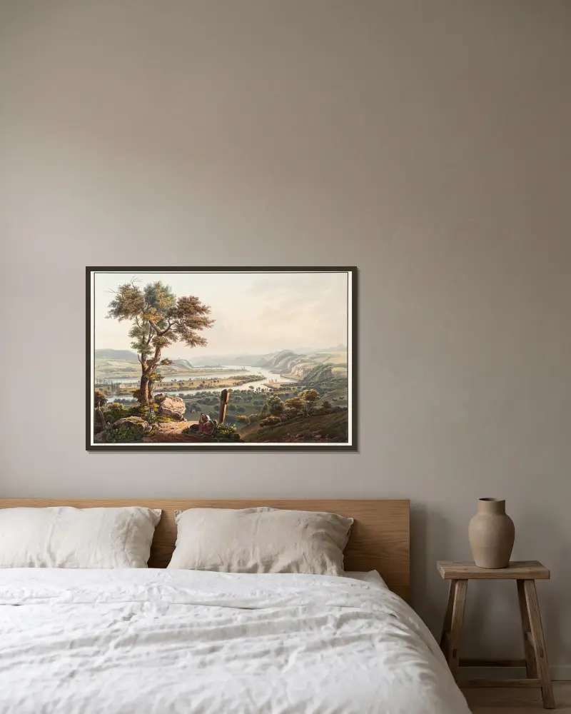 Vue de Karthaus vers le château de Stolzenfels av Johann Ludwig Bleuler inramad på en vägg