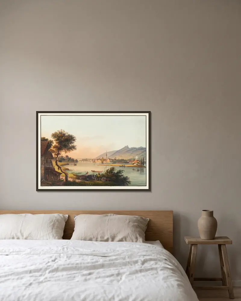 Vue de la ville de Stein, Canton de Schaffhouse av Johann Ludwig Bleuler inramad på en vägg