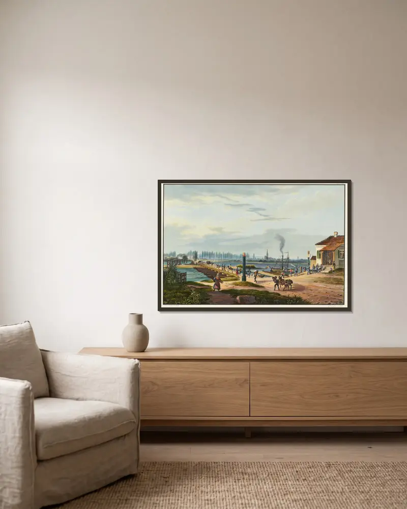 Vue de la ville de Strasbourg prise de Kehl av Johann Ludwig Bleuler inramad på en vägg