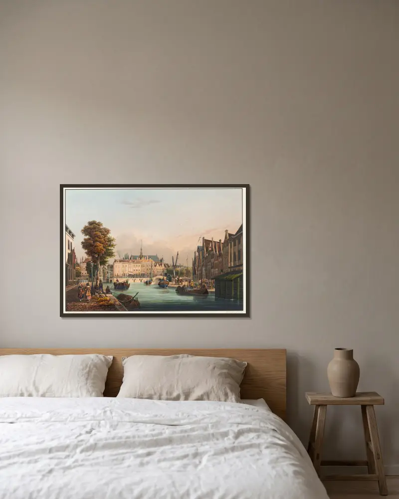 Vue de l’interieur de la ville de Leyden av Johann Ludwig Bleuler inramad på en vägg
