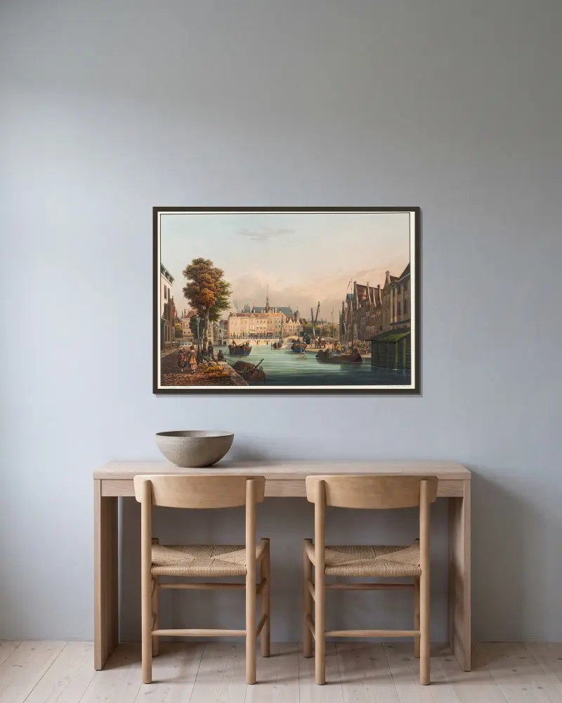 Vue de l’interieur de la ville de Leyden av Johann Ludwig Bleuler inramad på en vägg