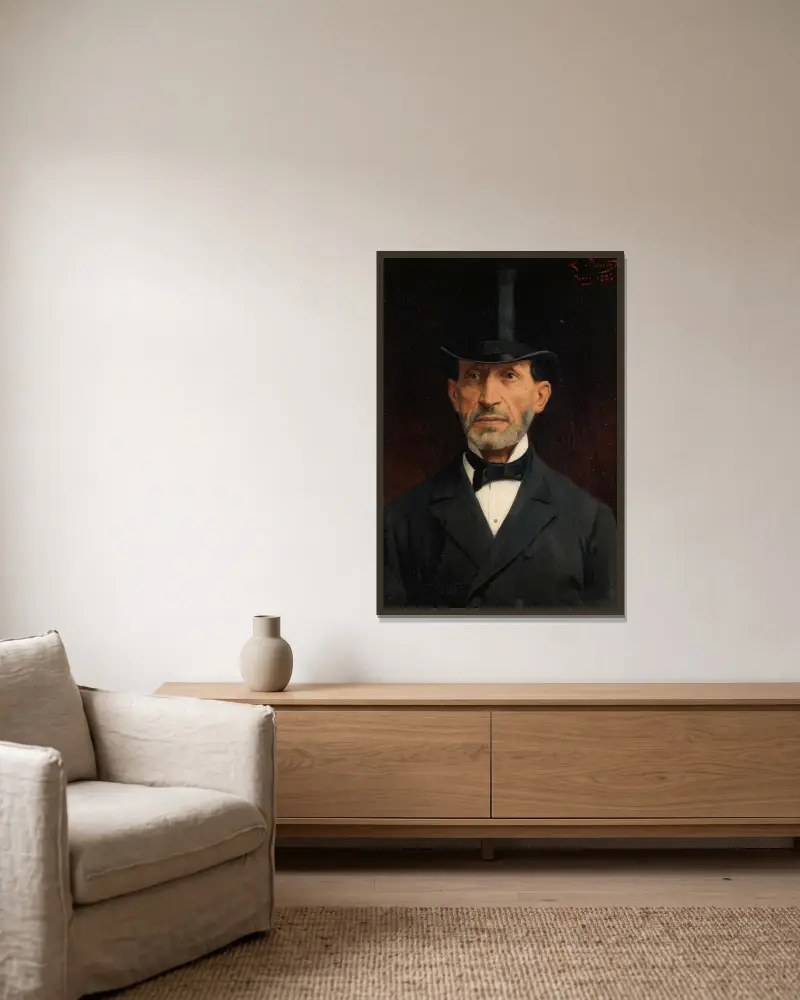 Portrait of Ignaz Deutsch av Ludwig Deutsch inramad på en vägg