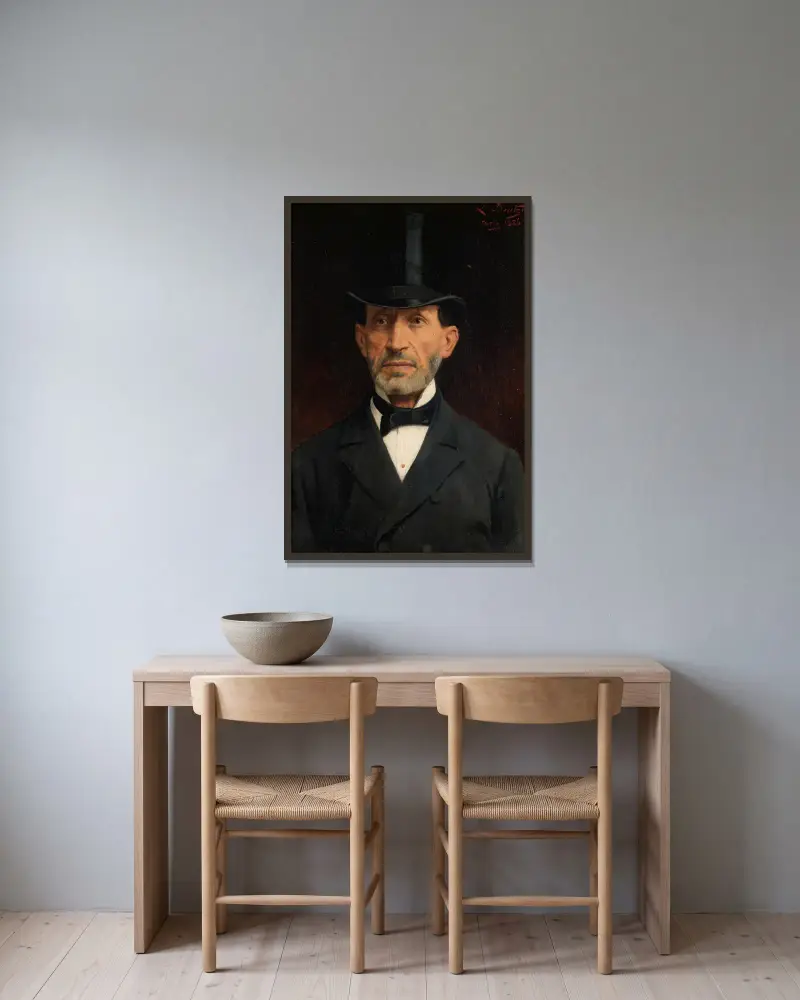 Portrait of Ignaz Deutsch av Ludwig Deutsch inramad på en vägg