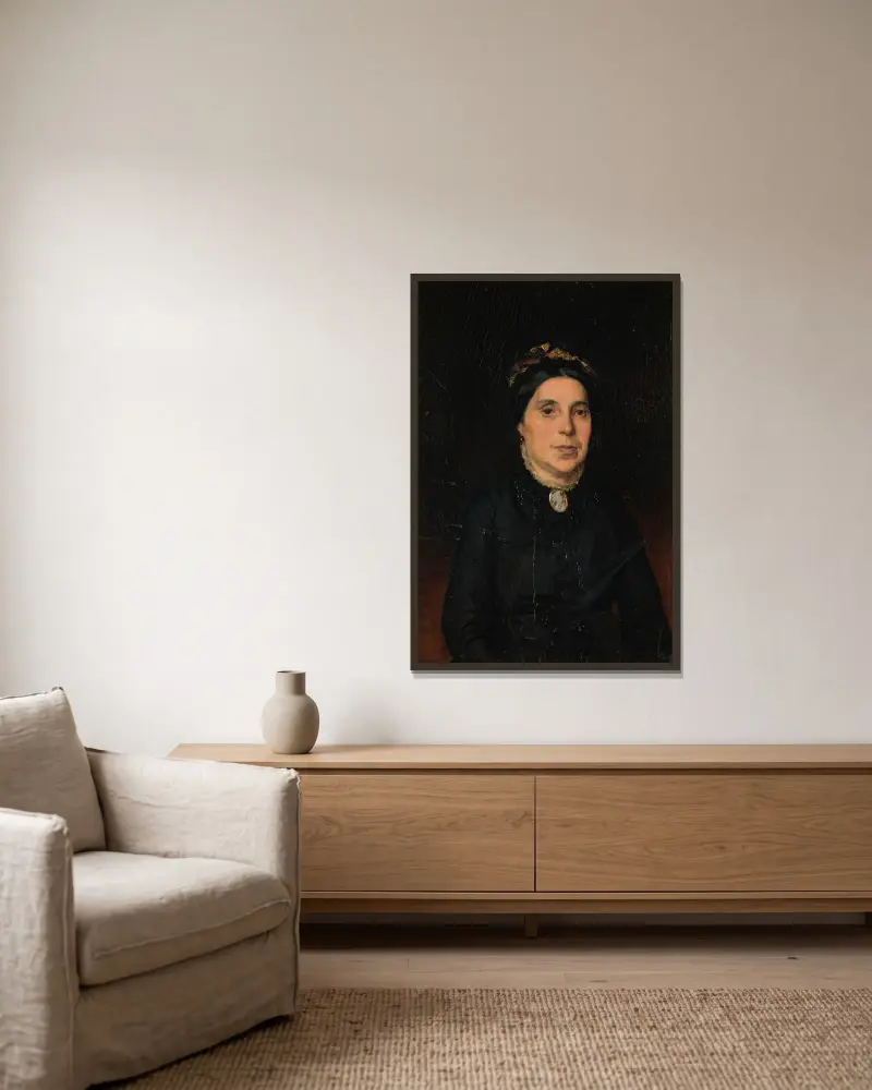 Portrait of Ignaz Deutsch’s Wife av Ludwig Deutsch inramad på en vägg