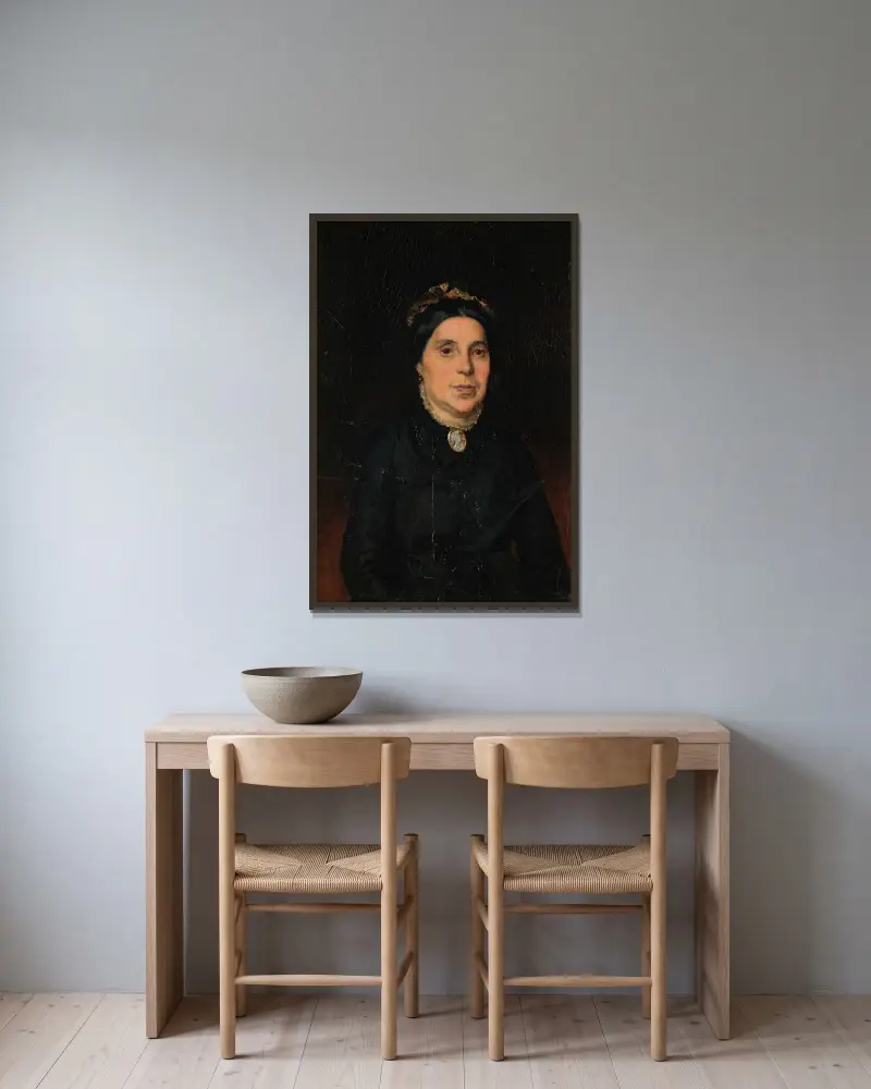 Portrait of Ignaz Deutsch’s Wife av Ludwig Deutsch inramad på en vägg