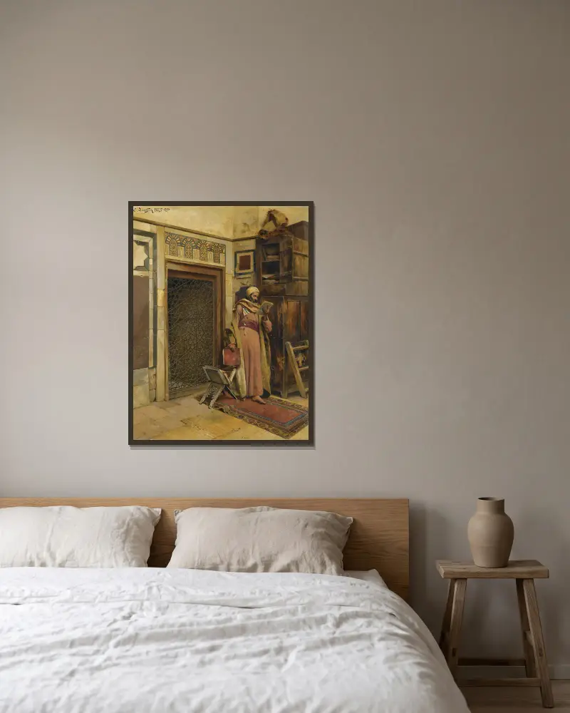 Der Gelehrte, 1890 von Ludwig Deutsch gerahmt an einer Wand