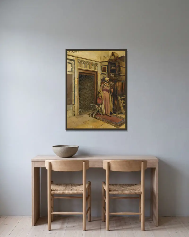 Der Gelehrte, 1890 von Ludwig Deutsch gerahmt an einer Wand