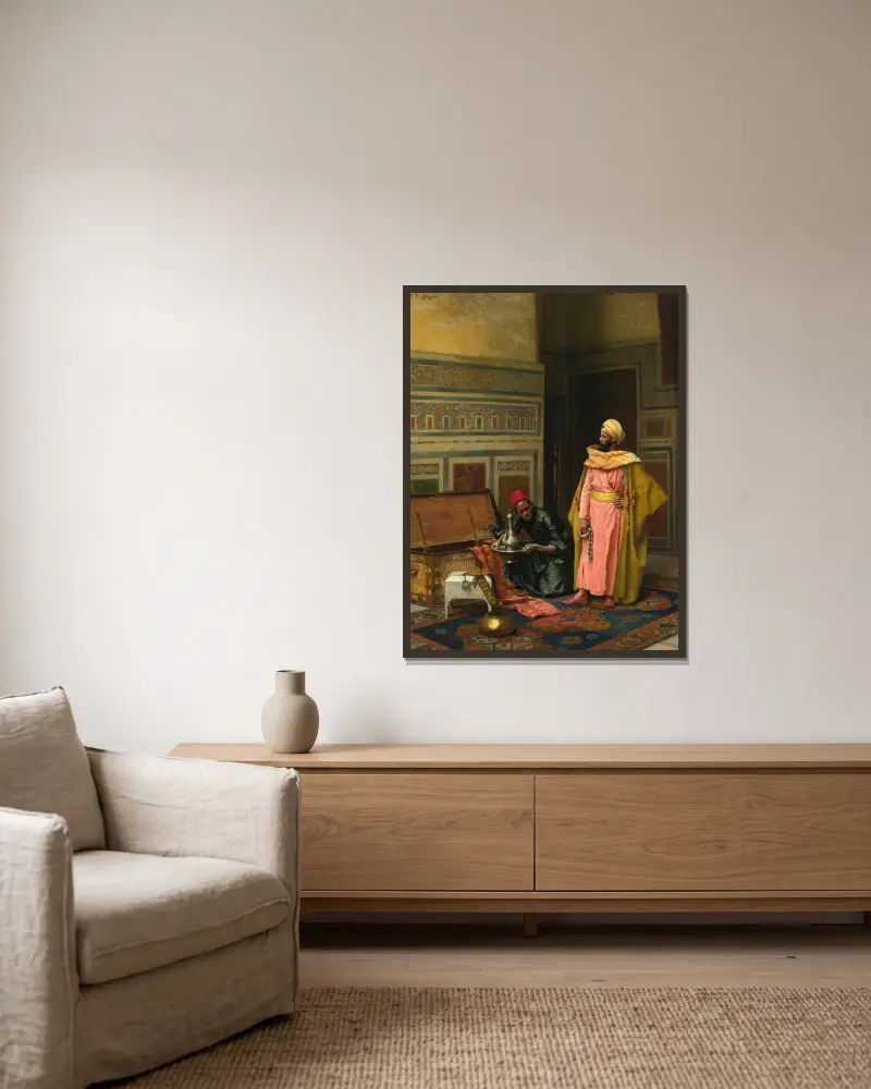 Die Schatzkiste von Ludwig Deutsch gerahmt an einer Wand