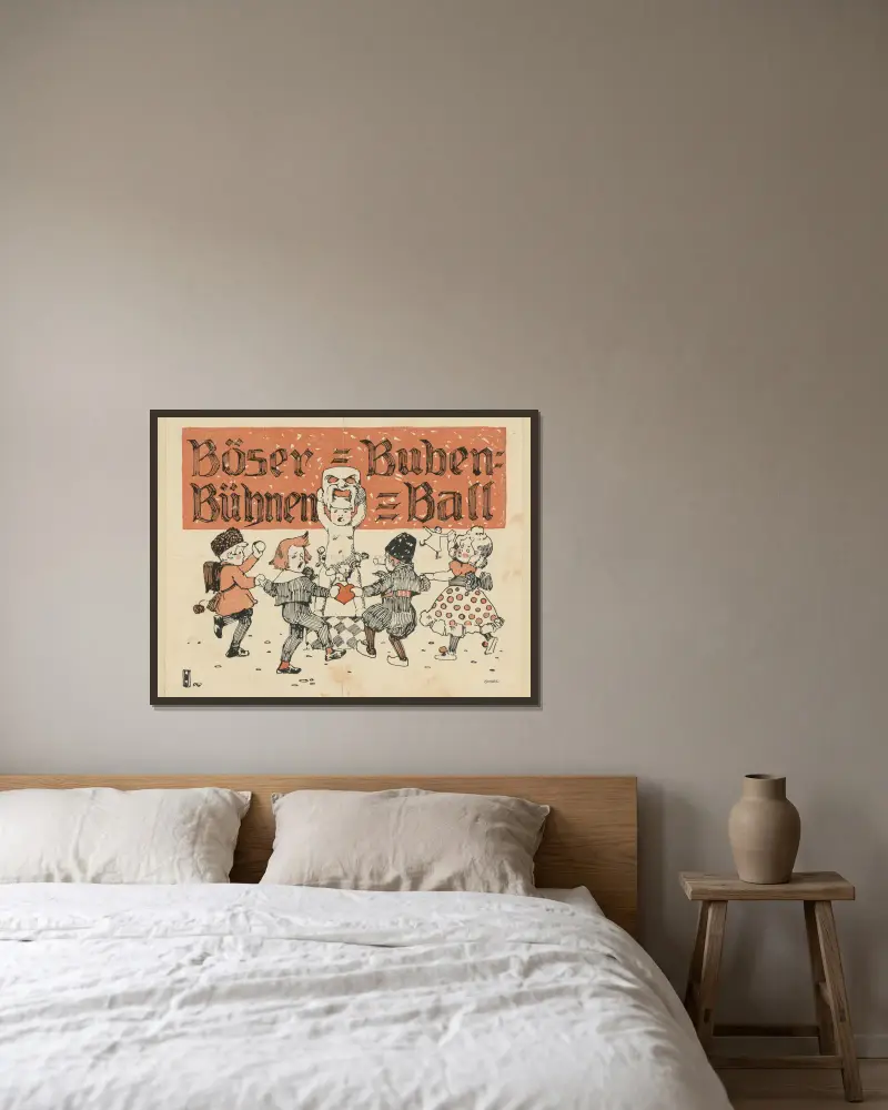 Böser-Buben-Bühnen-Ball av Ludwig Hohlwein inramad på en vägg