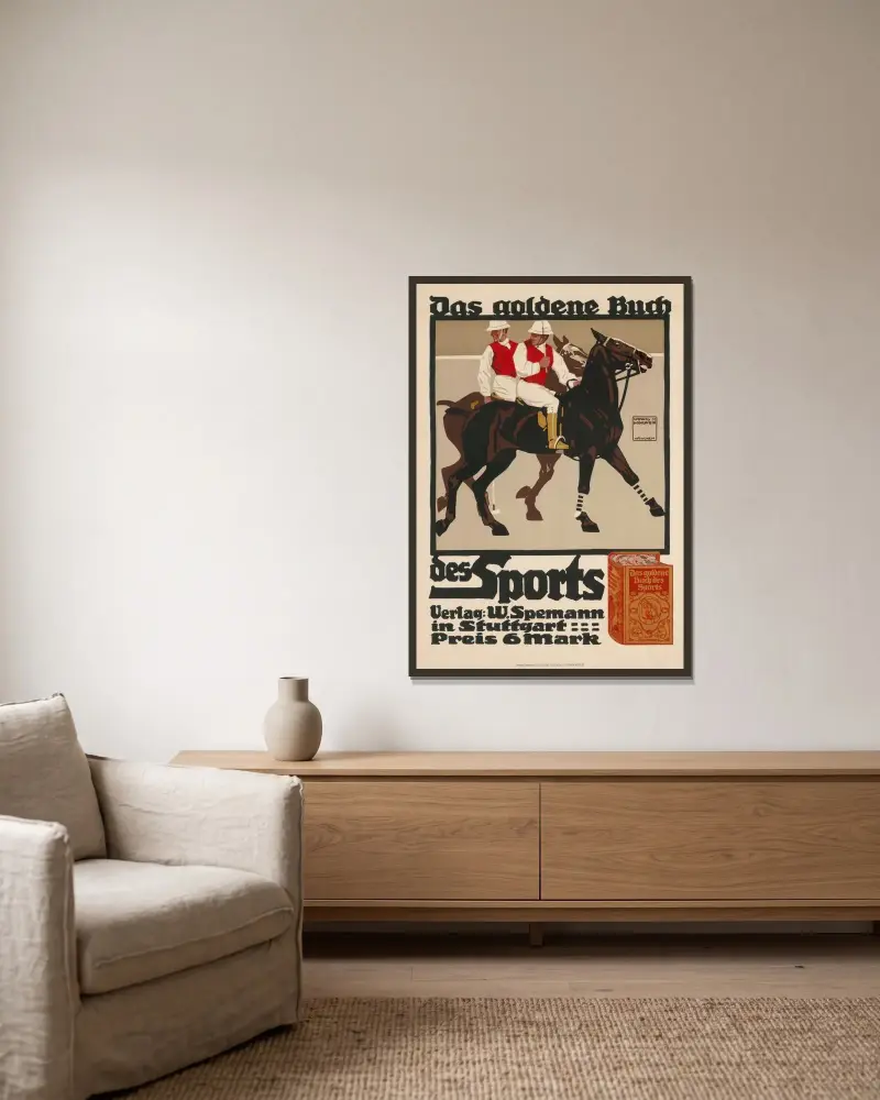Das goldene Buch des Sports von Ludwig Hohlwein gerahmt an einer Wand