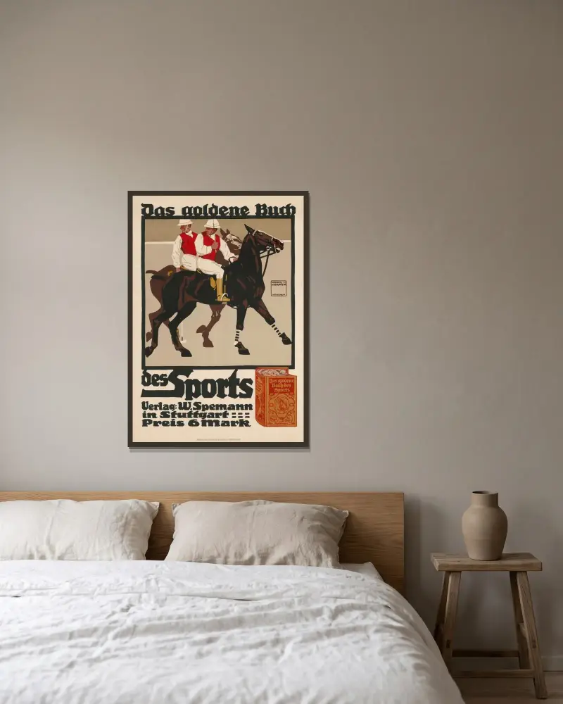 Das goldene Buch des Sports von Ludwig Hohlwein gerahmt an einer Wand