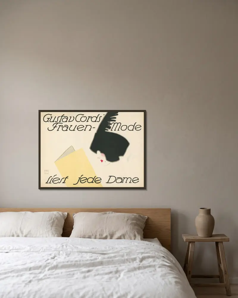 Gustav Cords’ Frauen-Mode von Ludwig Hohlwein gerahmt an einer Wand