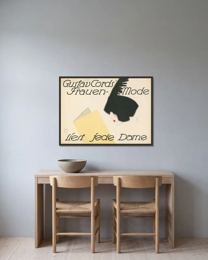 Gustav Cords’ Frauen-Mode von Ludwig Hohlwein gerahmt an einer Wand