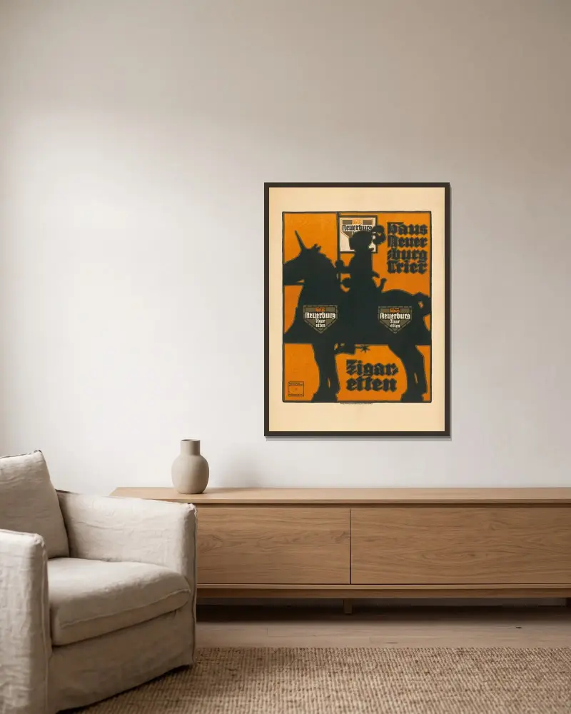 Haus Neuerburg Trier. Zigaretten von Ludwig Hohlwein gerahmt an einer Wand