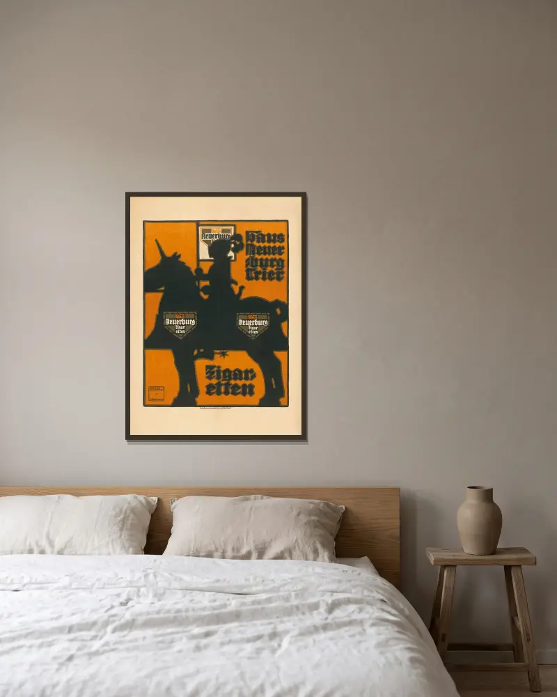 Haus Neuerburg Trier. Zigaretten von Ludwig Hohlwein gerahmt an einer Wand