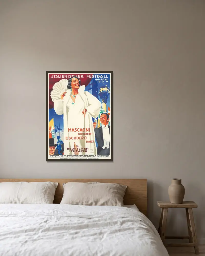 Italienischer Festball von Ludwig Hohlwein gerahmt an einer Wand